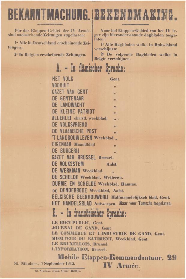 Bekendmaking toegelaten dagbladen